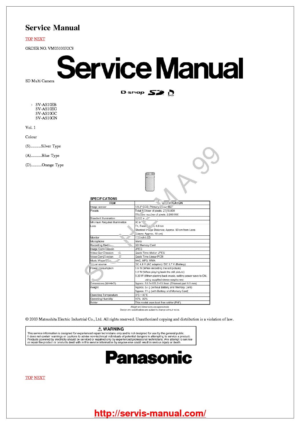 PANASONIC SV-AS10EB EG GC GN SM service manual