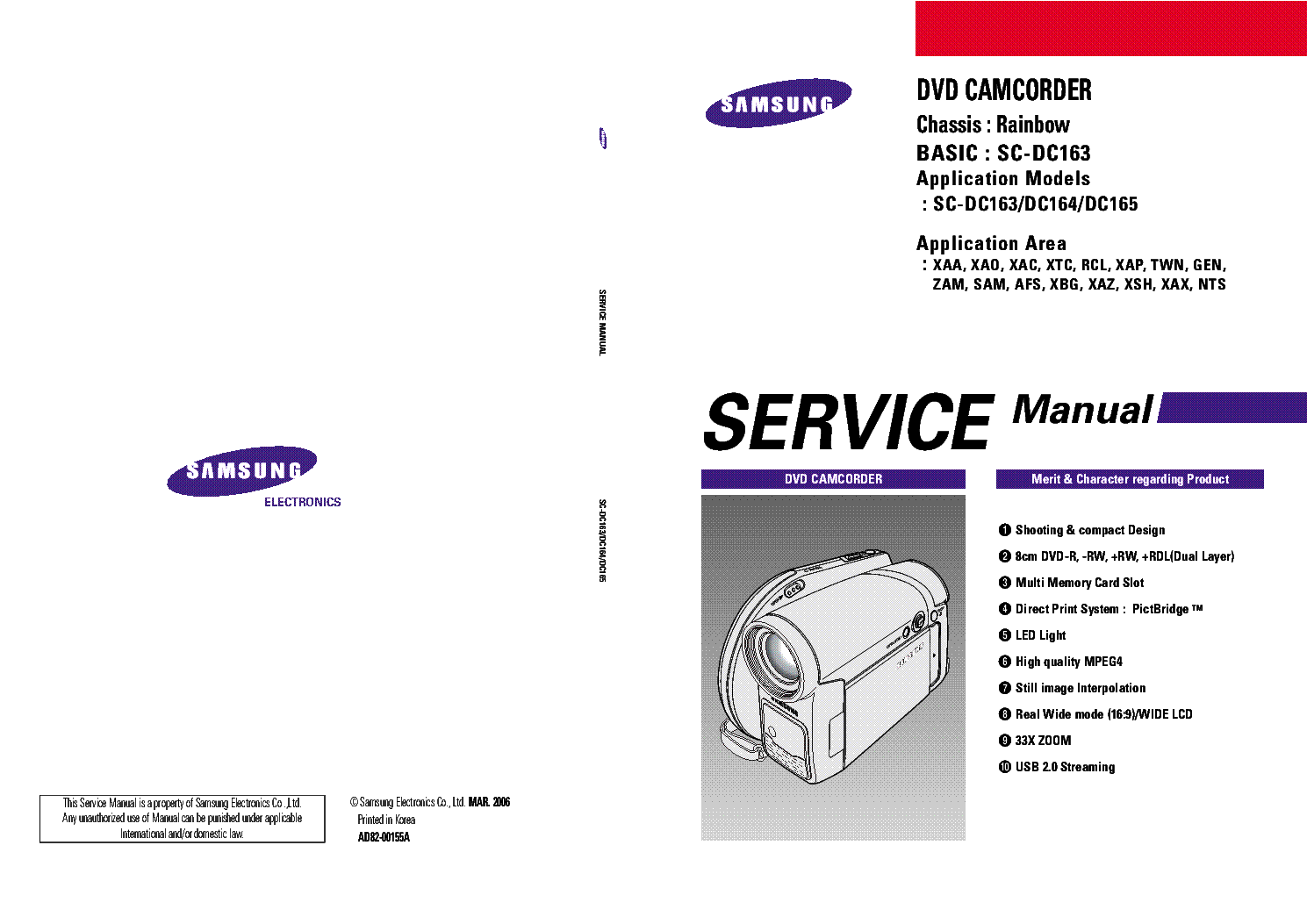 SAMSUNG SC-DC163 SC-DC164 SC-DC165 RAINBOW service manual