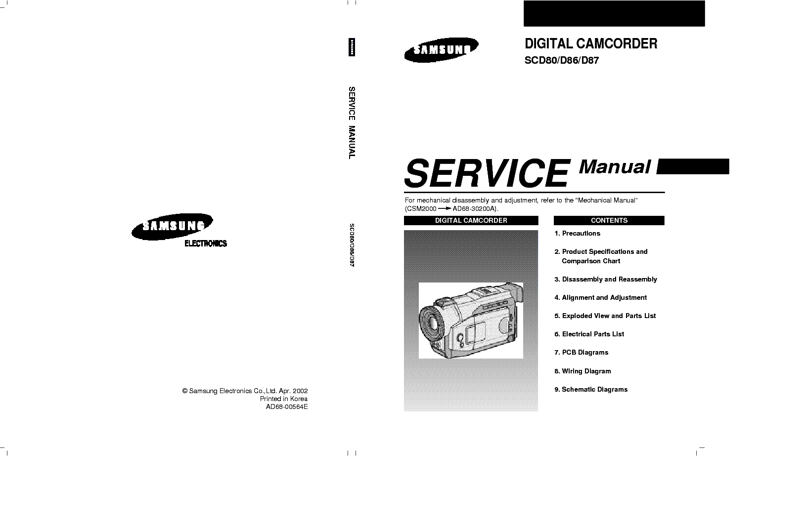 SAMSUNG SCD80 SCD86 SCD87 DIGITAL CAMCORDER service manual