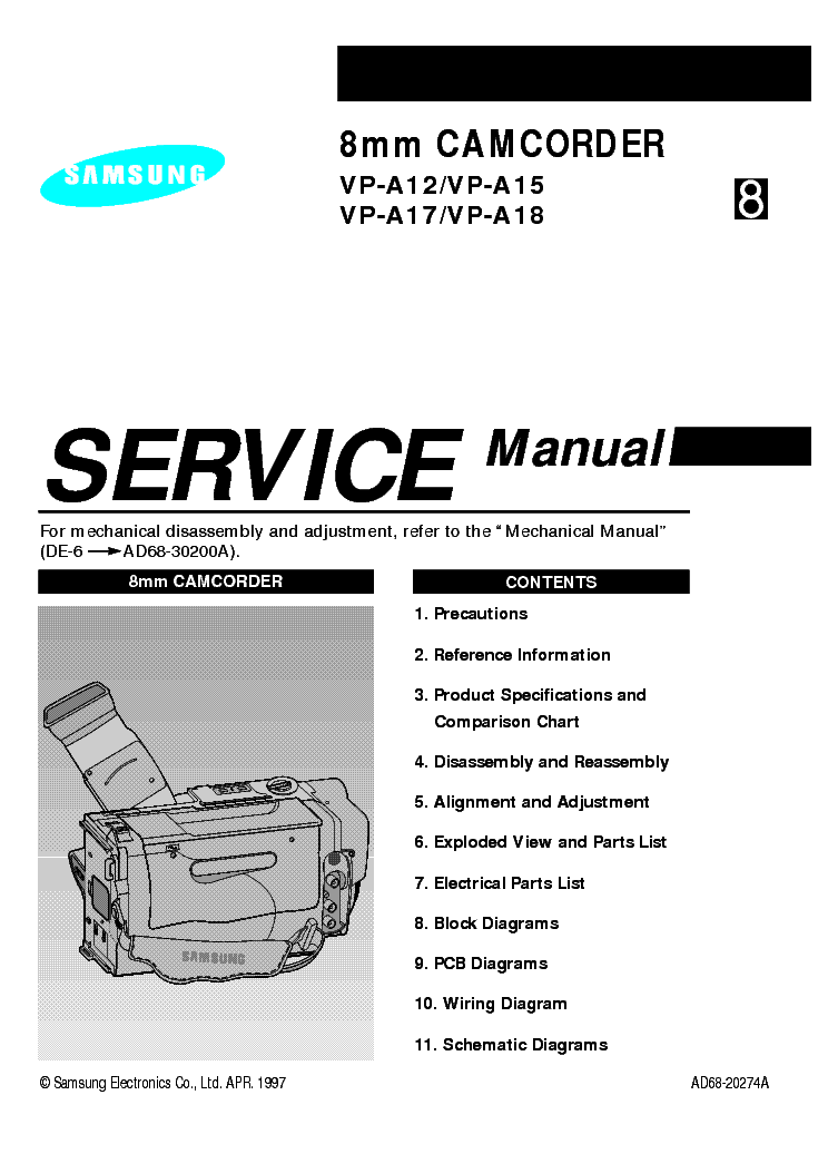 SAMSUNG VP-A12 A15 A17 A18 SM service manual