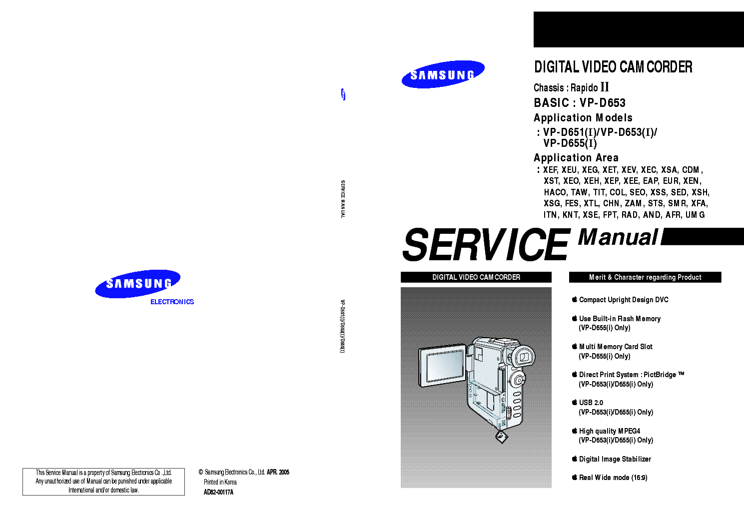 SAMSUNG VP-D651-I-VP-D653-I-VP-D655-I-CHASSIS RAPIDO II service manual