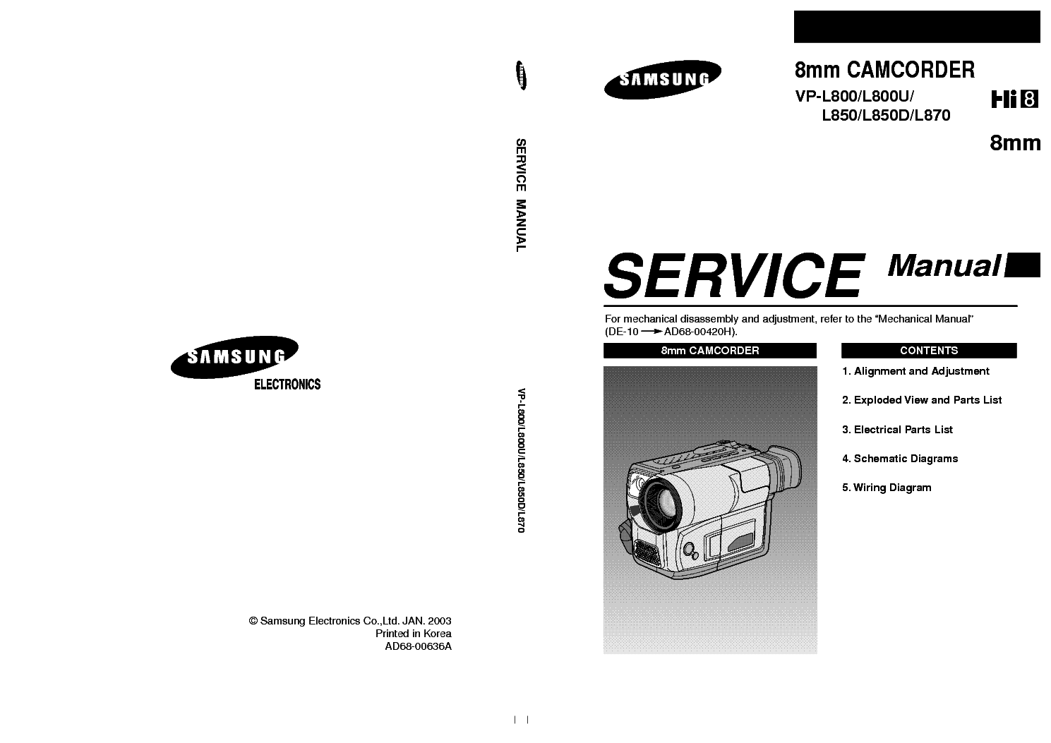 SAMSUNG VP-L800 XEV service manual