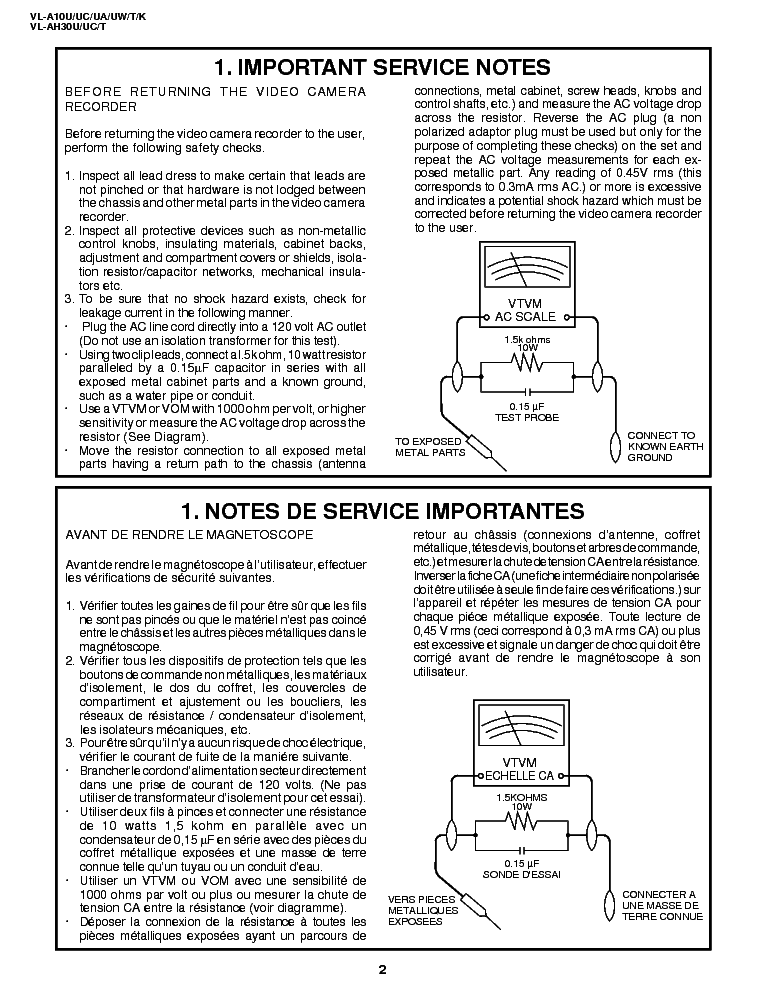 SHARP VL-A10 VL-AH30 service manual (2nd page)