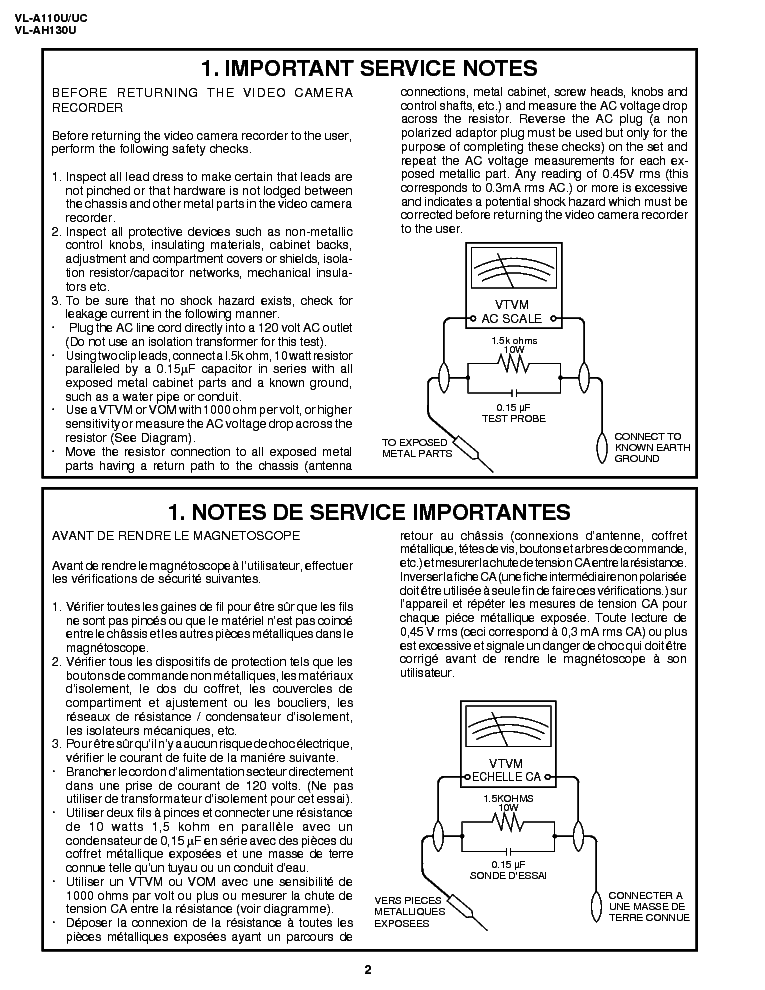 SHARP VL-A110U-UC AH130U SM service manual (2nd page)