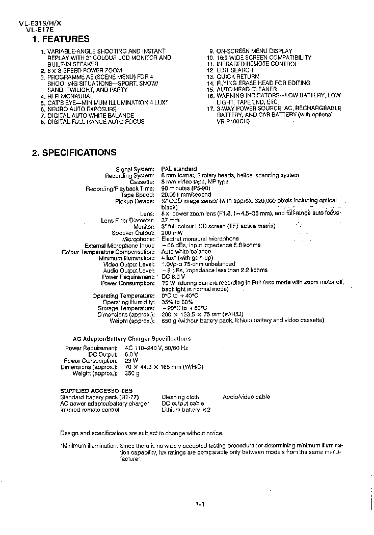 SHARP VL-E17 VL-E31 SM service manual (2nd page)