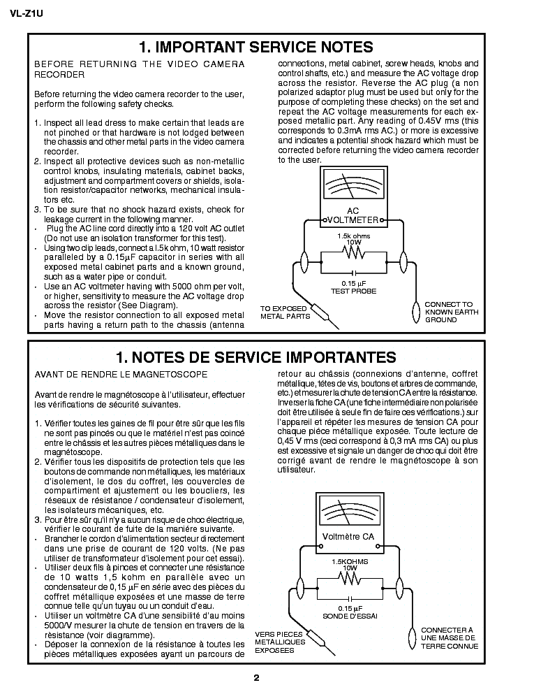 SHARP VL-Z1U SM service manual (2nd page)