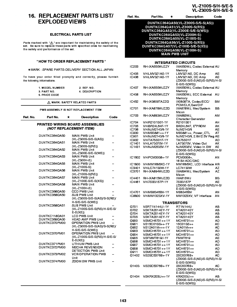 SHARP VL-Z3000 SM service manual (1st page)