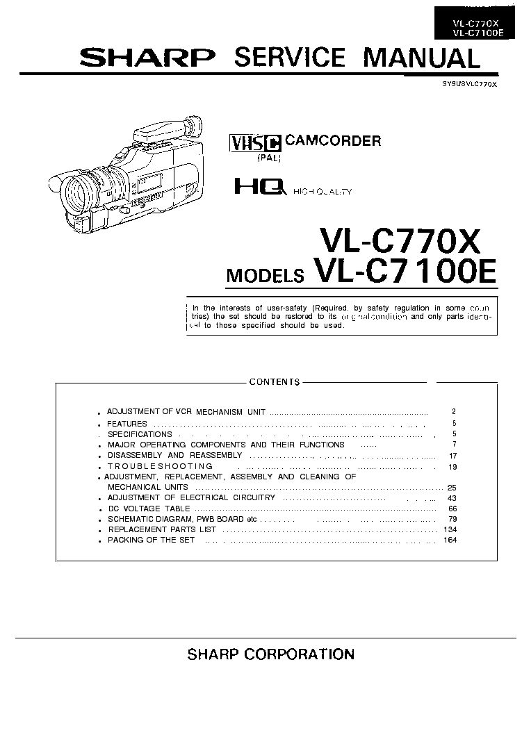SHARP VLC770 SM service manual (1st page)