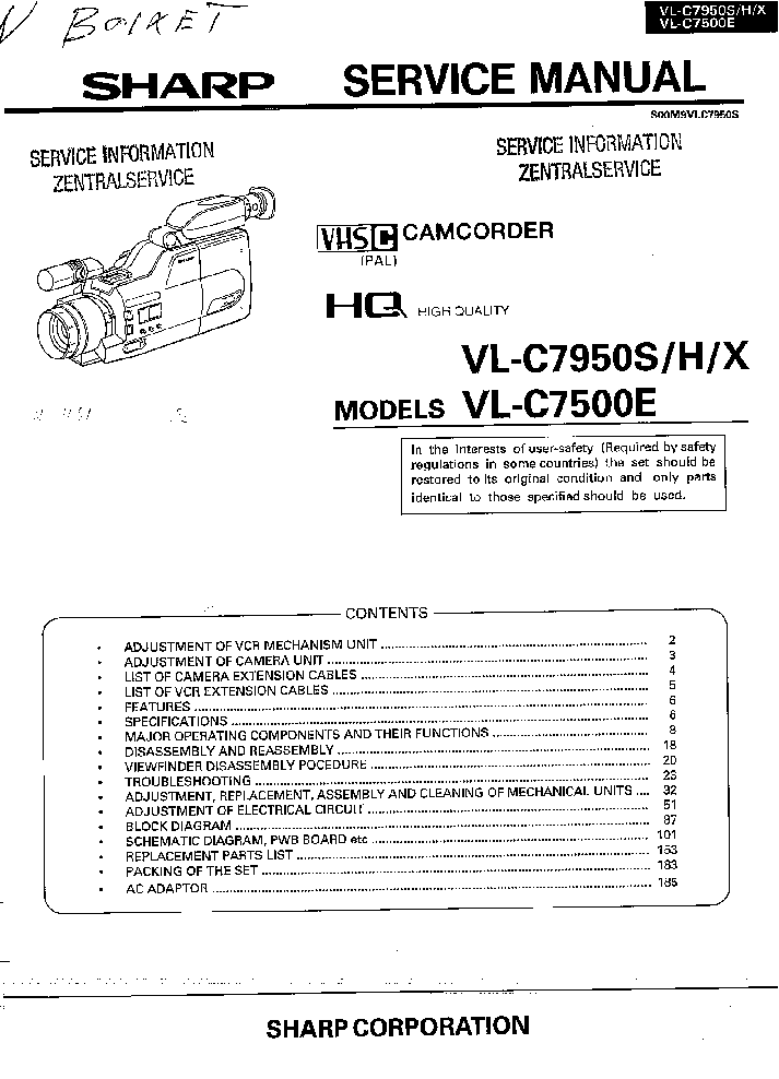 SHARP VLC7950S-H-X-C7500E SM GB service manual (1st page)