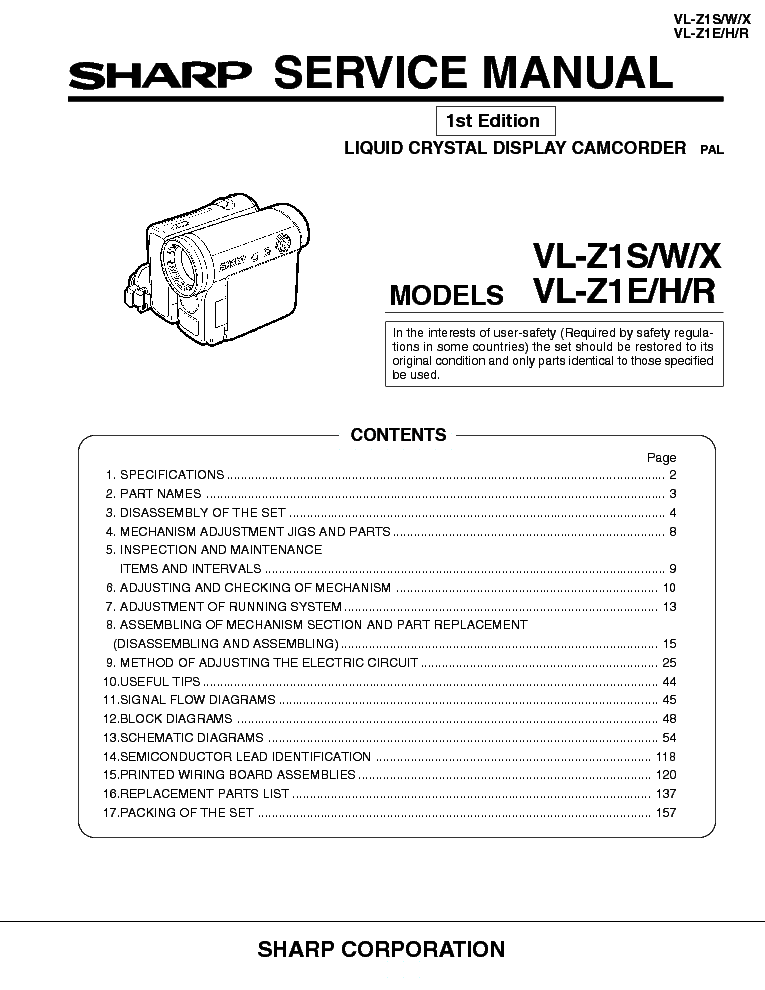 SHARP VLZ1E1ST service manual (1st page)