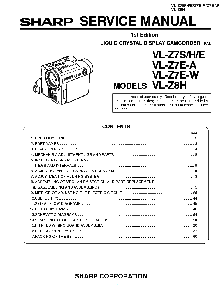 SHARP VLZ7S-7H-7E-8H SM GB service manual (1st page)