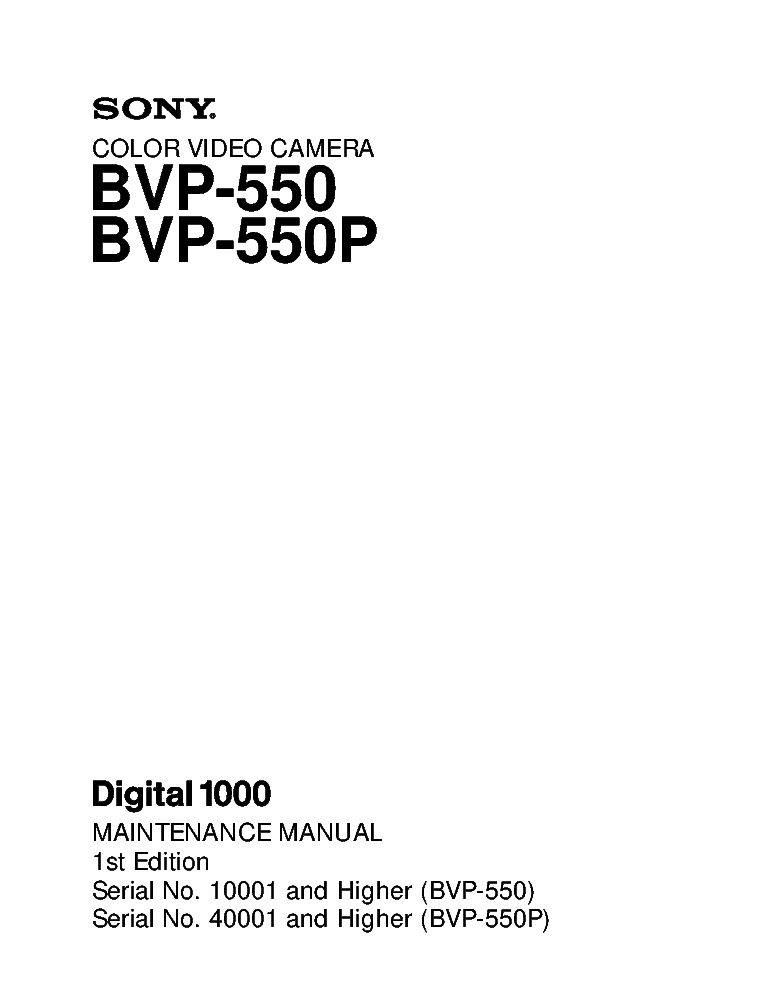 SONY BVP-550 BVP-550P 1ST ED service manual