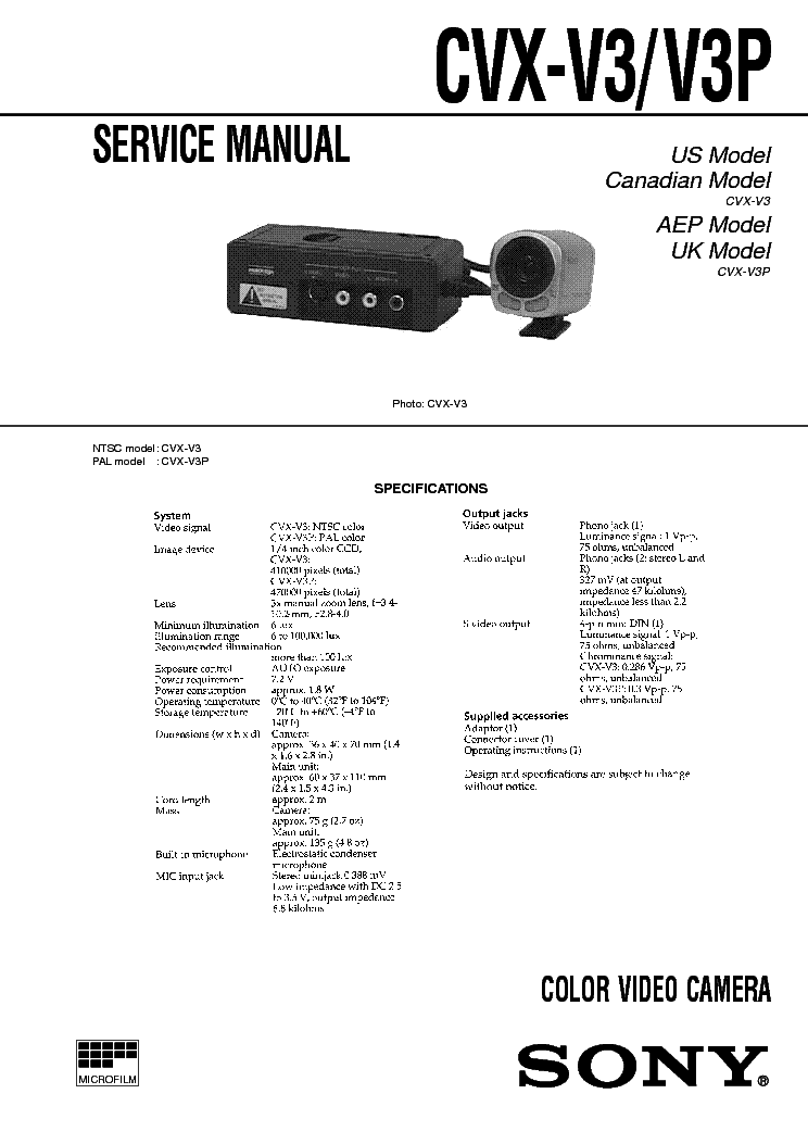 SONY CVX-V3 service manual