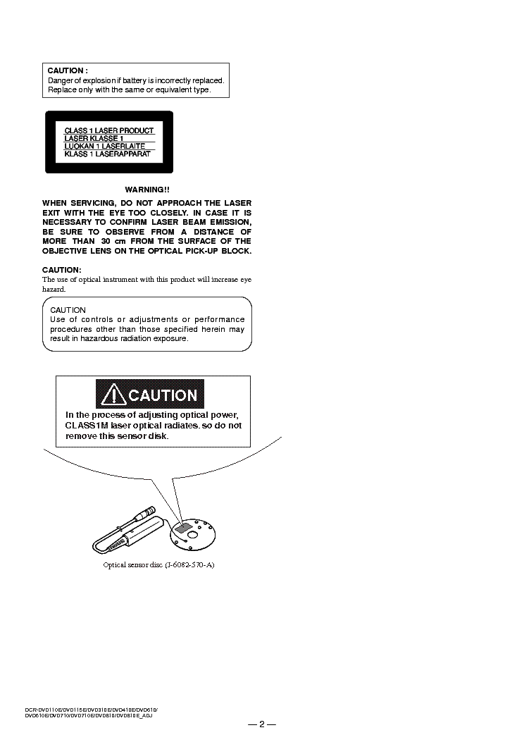 SONY DCR-DVD110 DVD115 DVD310 DVD410 DVD610 DVD710 DVD810 ADJUSTMENT VER1.3 service manual (2nd page)