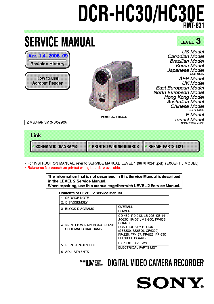SONY DCR-HC30 LEVEL3 VER1.4 service manual