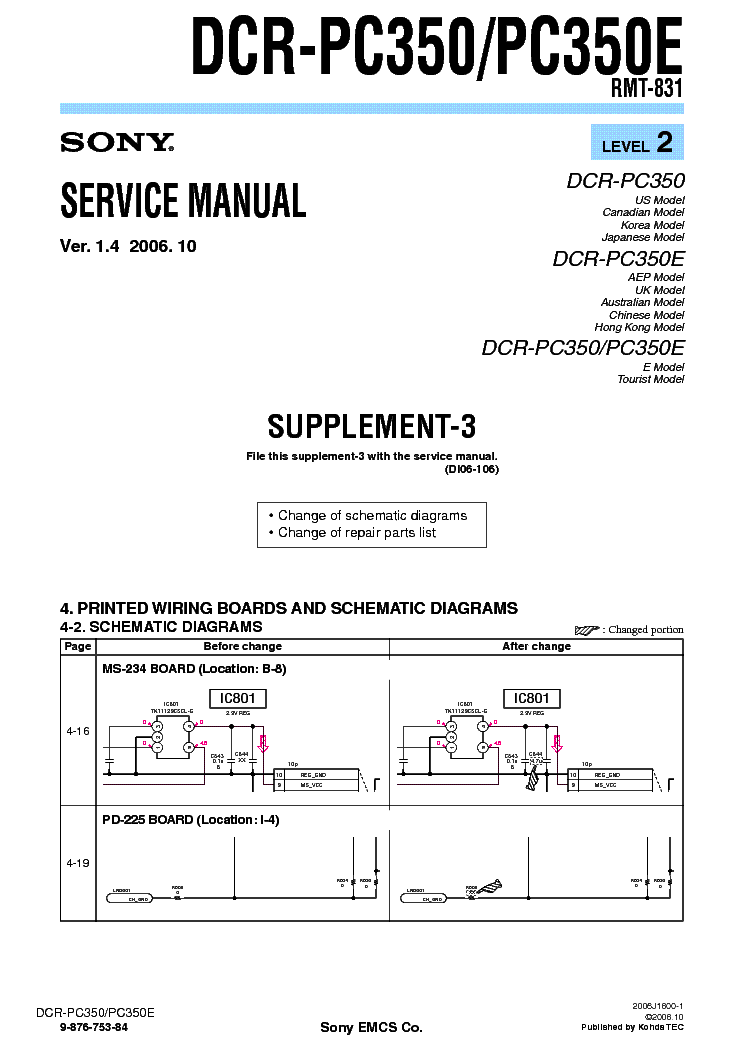 SONY DCR-PC350 SUPP LEVEL2 VER1.4 service manual