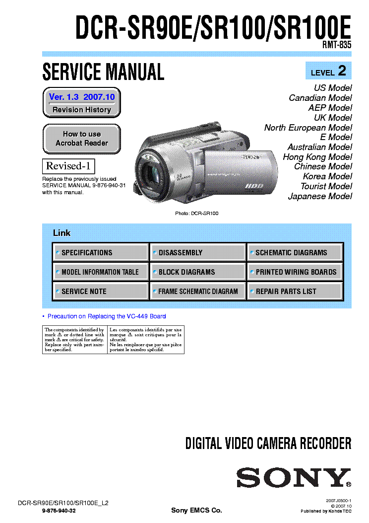 SONY DCR-SR10 L2 service manual