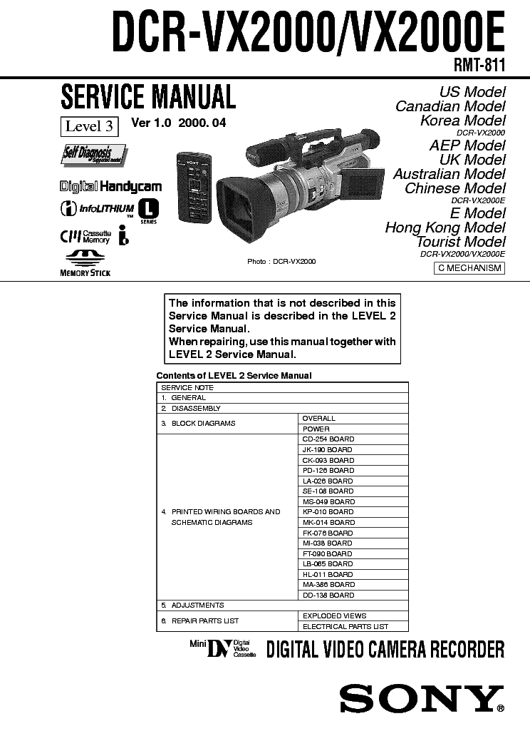 SONY DCR-VX2000 LEVEL3 VER1.0 service manual