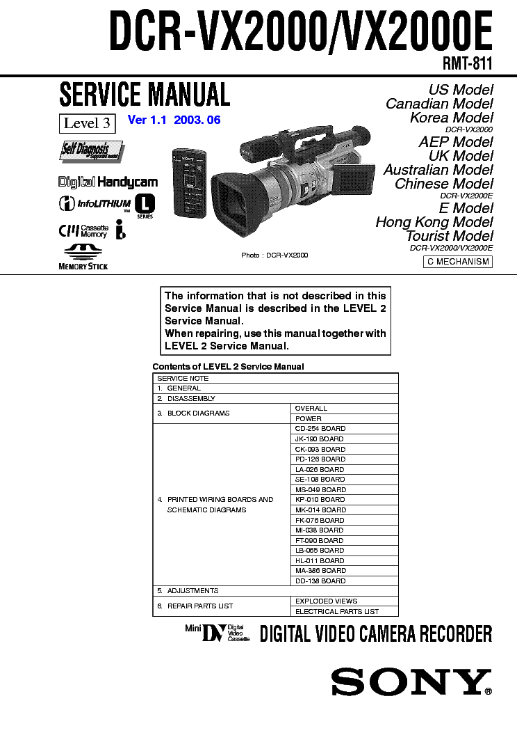 SONY DCR-VX2000 LEVEL3 VER1.1 service manual