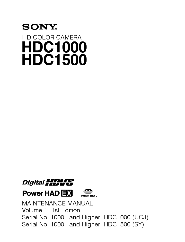 SONY HDC1000 HDC1500 service manual