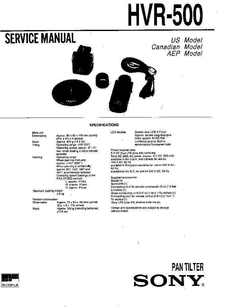 SONY HVR-500 Service Manual download, schematics, eeprom, repair info Sns-Brigh10