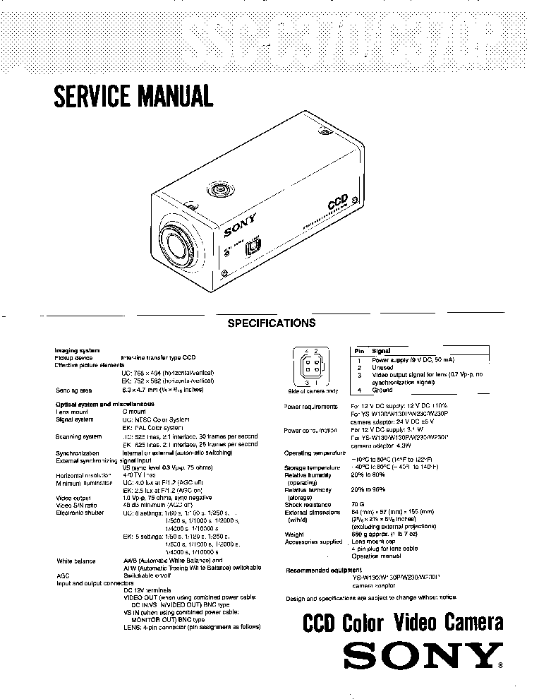 SONY SSC-C370 service manual