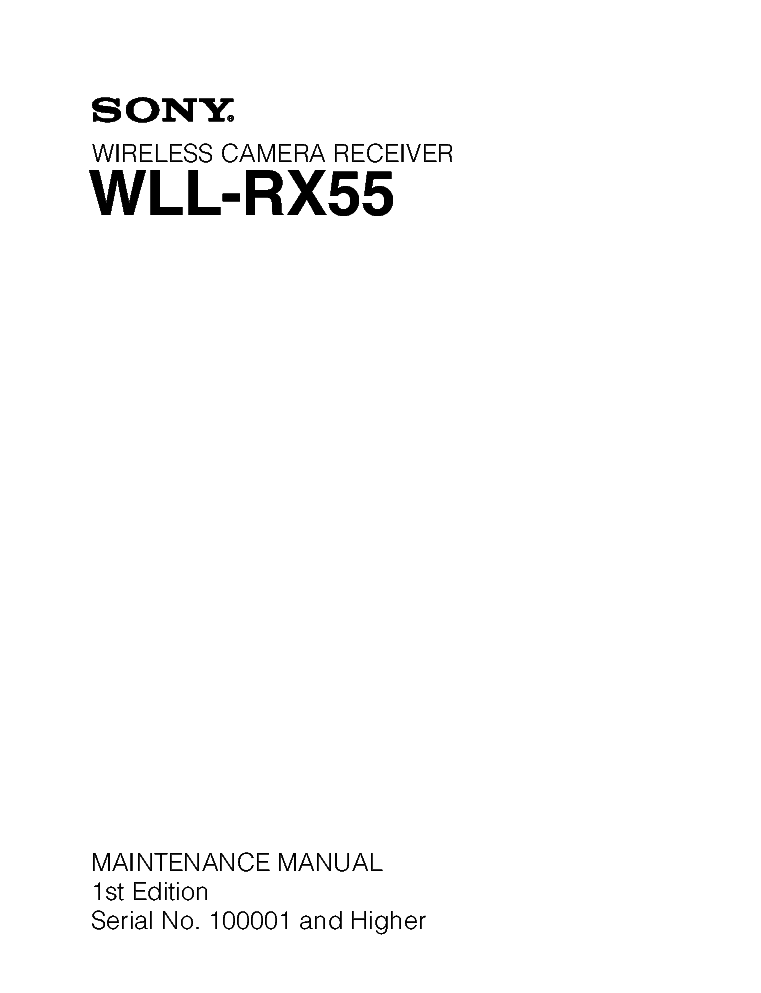 SONY WLL-RX55 1ST-EDITION MM Service Manual Download, Schematics ...