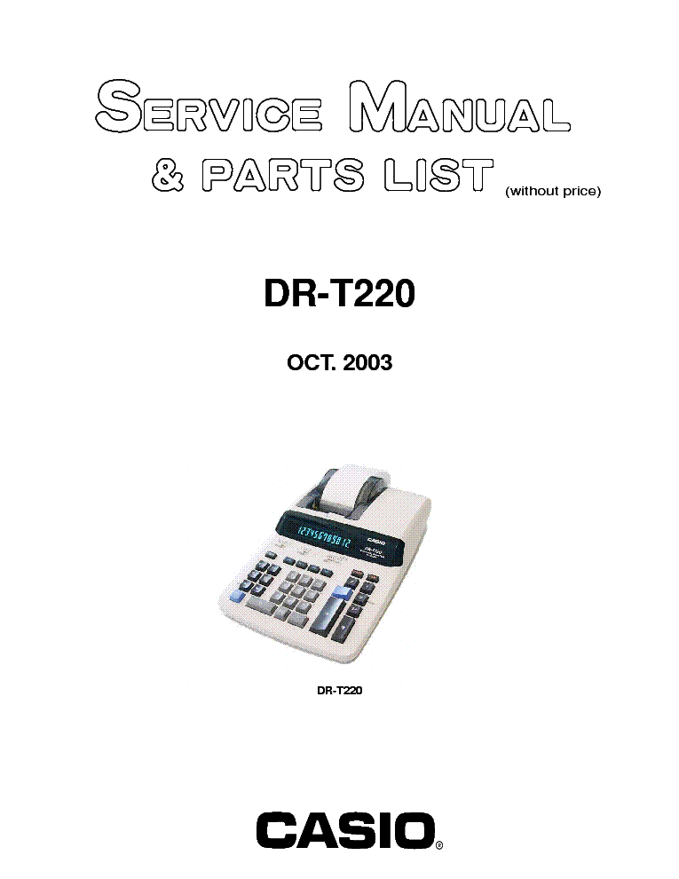 CASIO DR T220 Service Manual download schematics eeprom repair