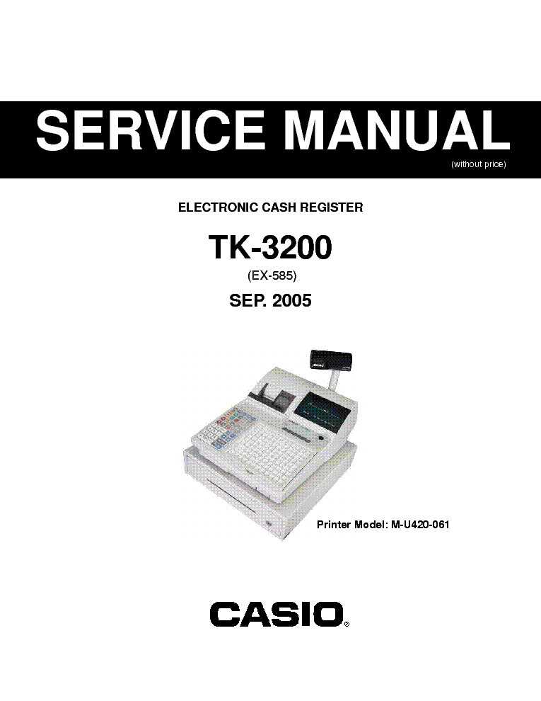 CASIO TK 3200 CASH REGISTER Service Manual download schematics