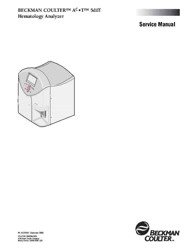 BECKMAN-COULTER ACT-5DIFF HEMATOLOGY ANALYZER service manual (1st page)