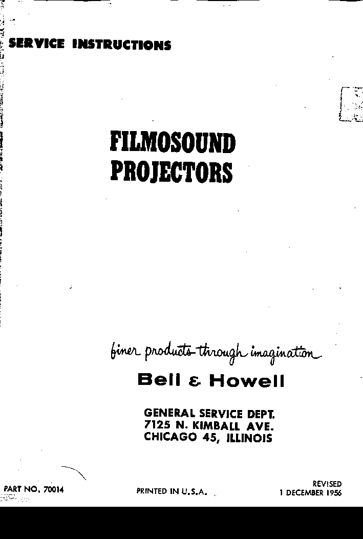 BELL HOWELL 179 service manual (1st page)