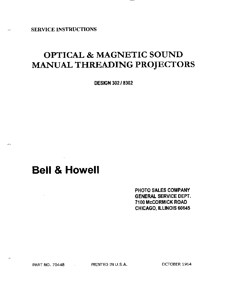 BELL HOWELL DESIGN 302 8302 service manual (1st page)