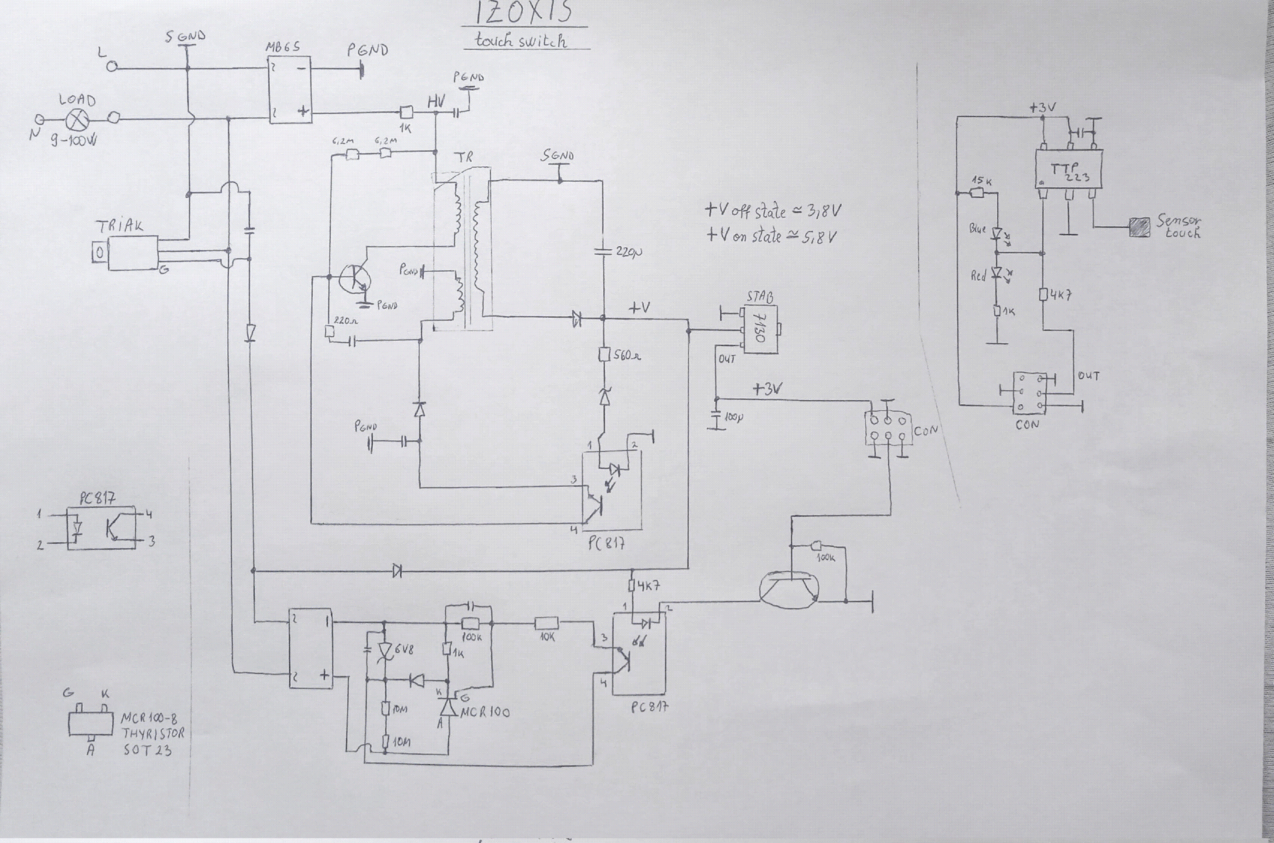 IZOXIS TOUCH SWITCH SCHEMATIC service manual (1st page)