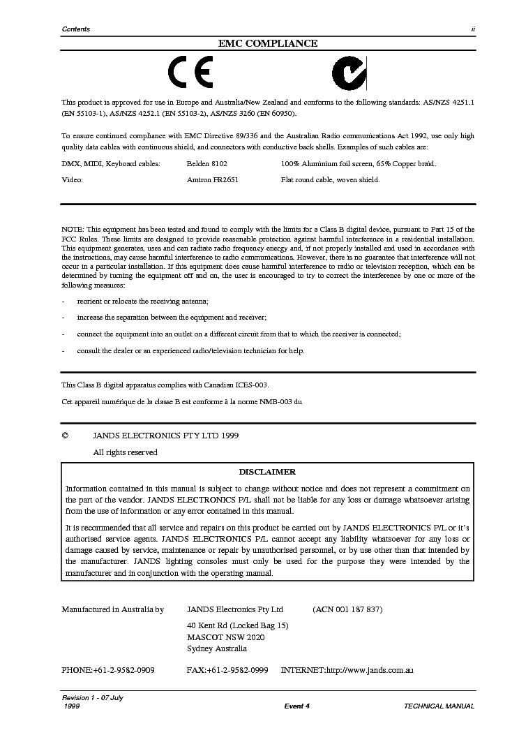 JANDS EVENT 4 SM service manual (2nd page)