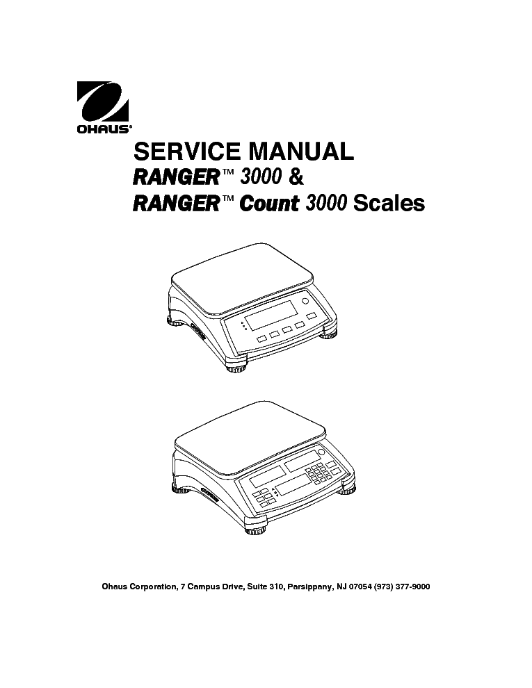 OHAUS RANGER 3000 COUNT SCALES SM Service Manual download, schematics