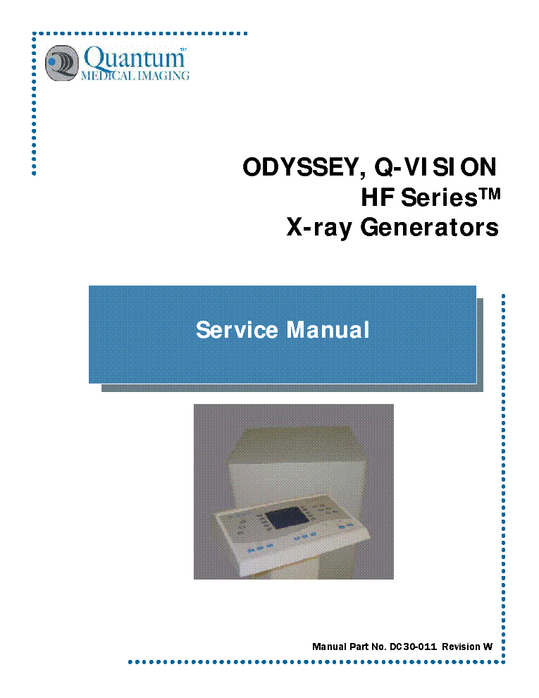 QUANTUM ODYSSEY Q-VISION X-RAY GENERATOR SM service manual (1st page)