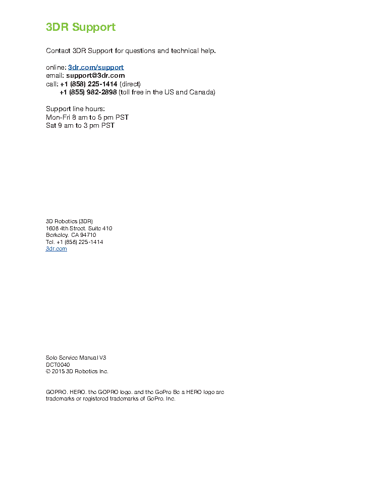 Solo 3dr V3a V10a V30a Drone Sm Service Manual Download