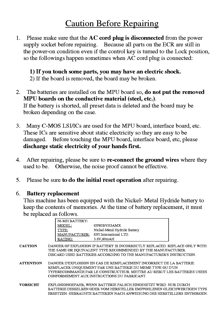 UNIWELL LX5600 CASH REGISTER service manual (2nd page)