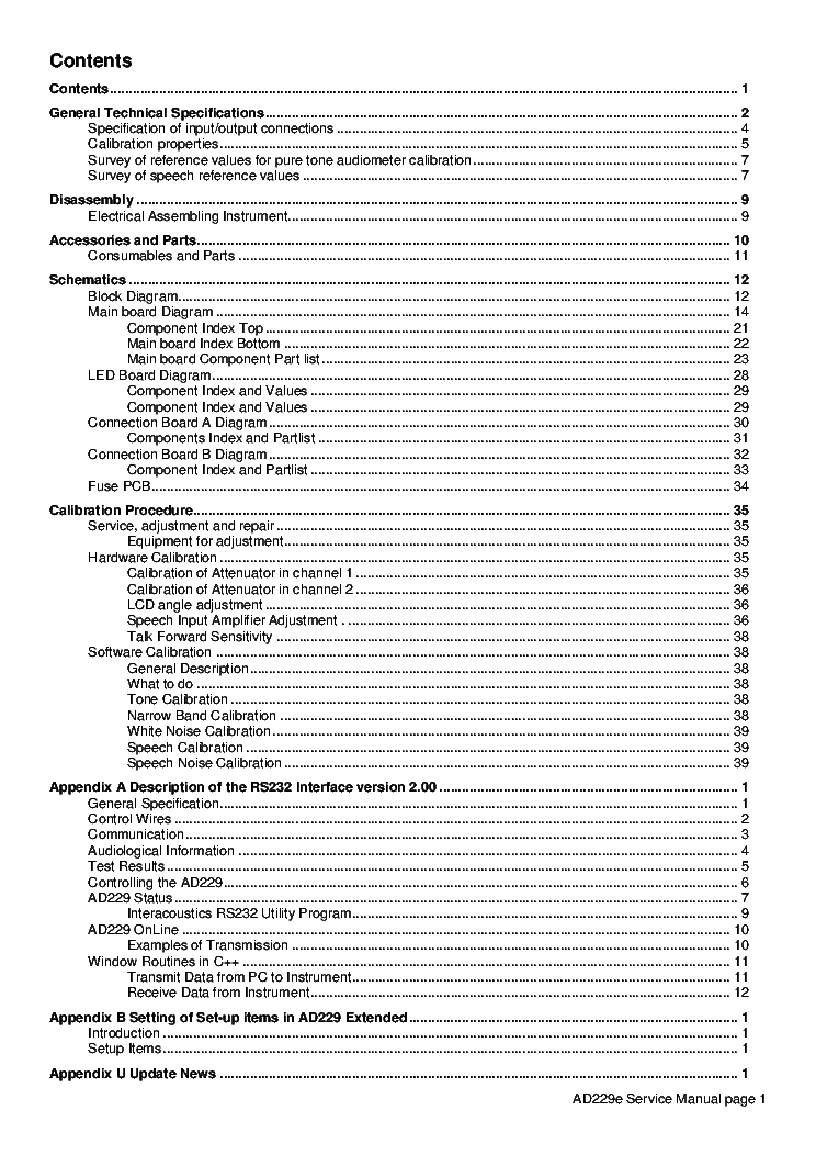 INTERACOUSTICS AD229E DIAGNOSTIC AUDIOMETER service manual (2nd page)