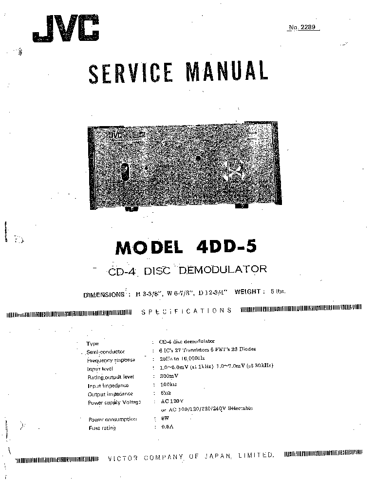 JVC 4DD-5 SM Service Manual download, schematics, eeprom, repair info
