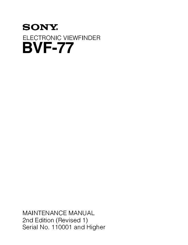 SONY BVF-77 2ND-EDITION REV.1 MM service manual (1st page)