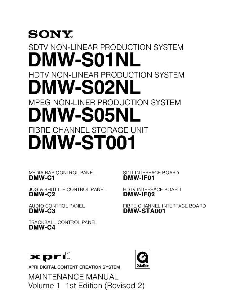 SONY DMW-S01NL DMW-S02NL DMW-S05NL DMW-ST001 VOL.1 1ST-EDITION REV.2 MM service manual (1st page)