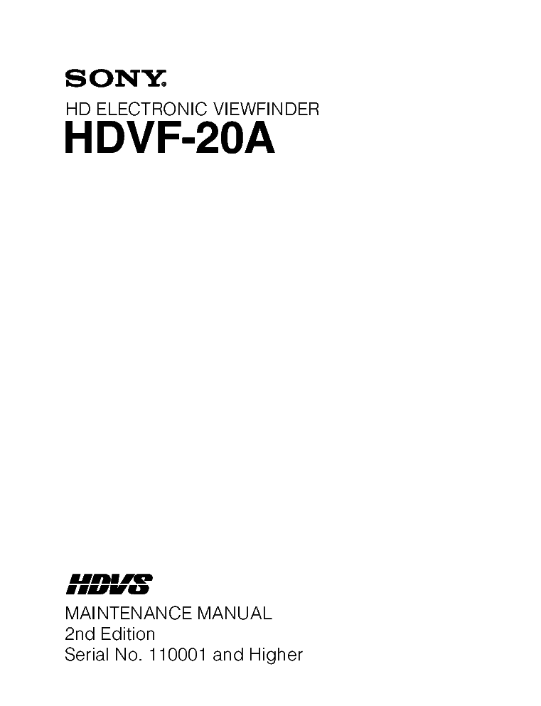 SONY HDVF-20A 2ND-EDITION MM service manual