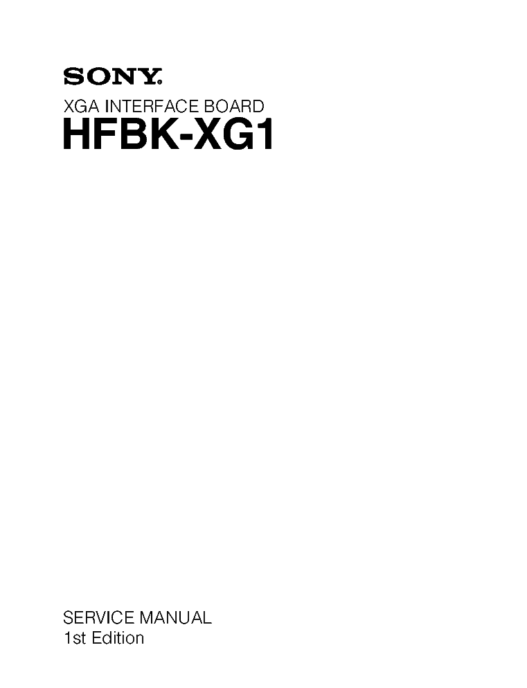SONY HFBK-XG1 1ST-EDITION SM service manual