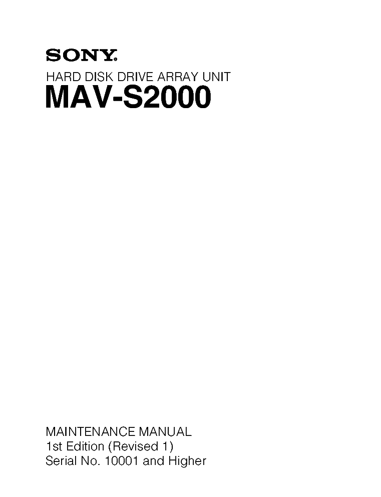 SONY MAV-S2000 1ST-EDITION REV.1 MM service manual