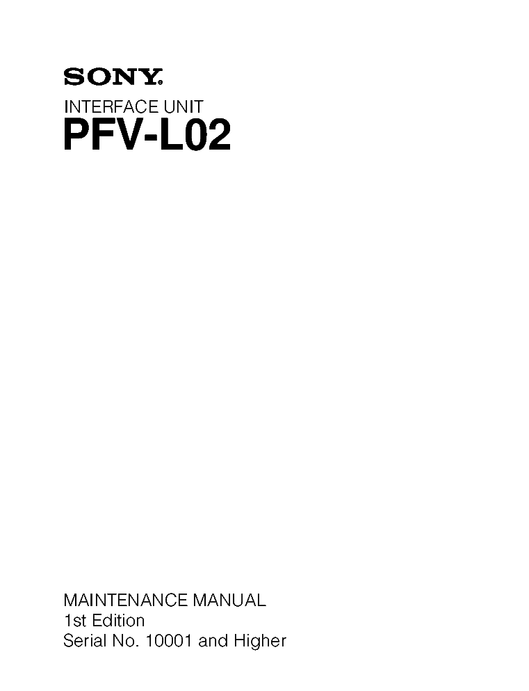 SONY PFV-L02 1ST-EDITION MM service manual