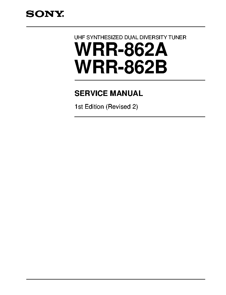SONY WRR-862A WRR-862B 1ST-EDITION REV.2 SM service manual