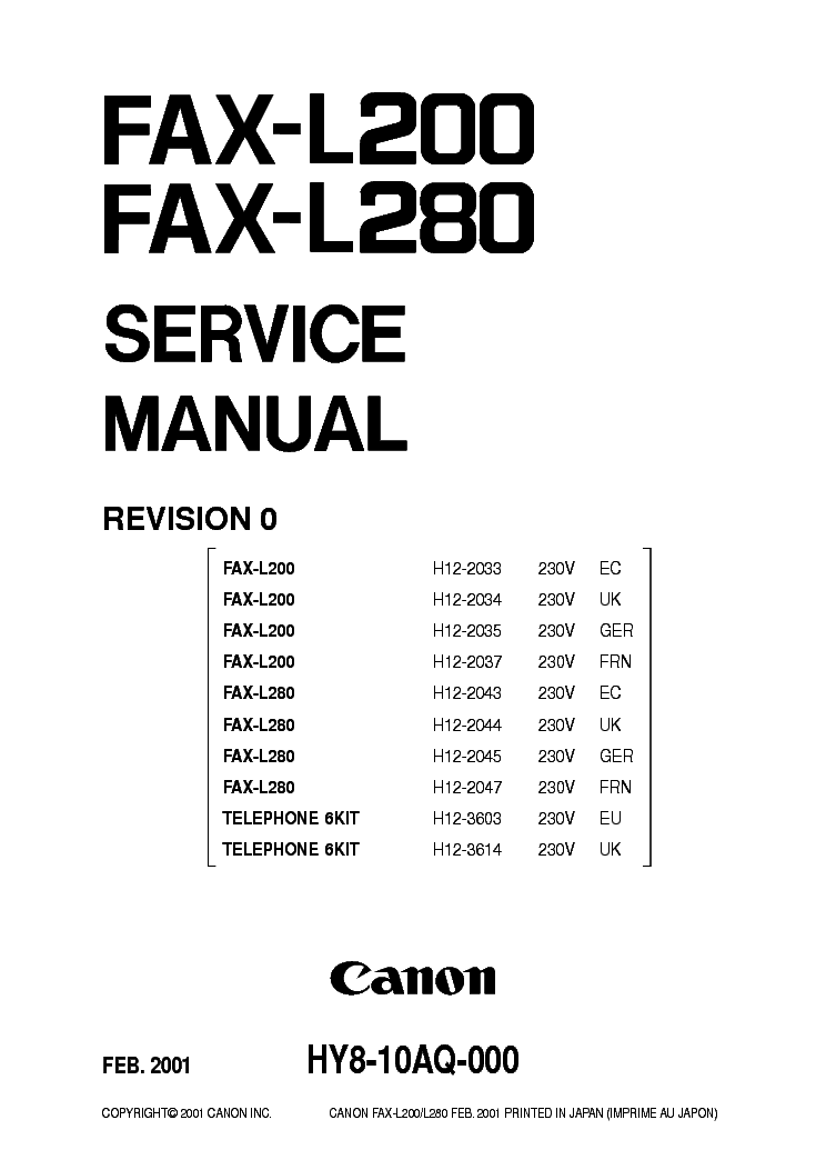 Инструкция canon fax l200