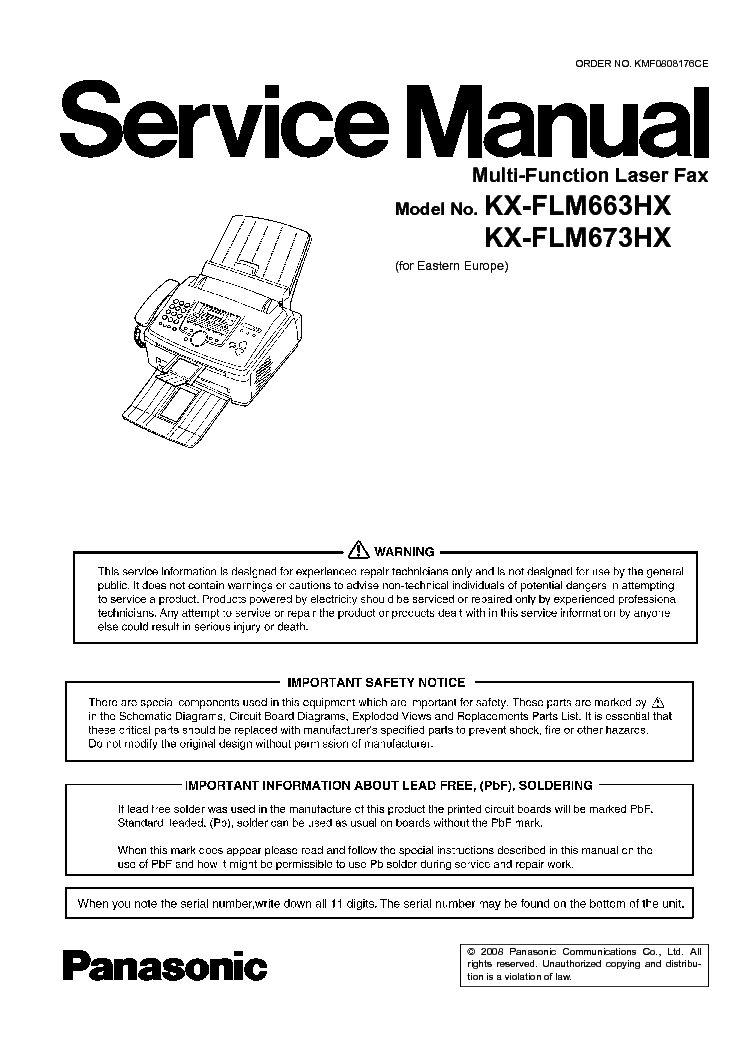 Инструкция на panasonic kx fp153