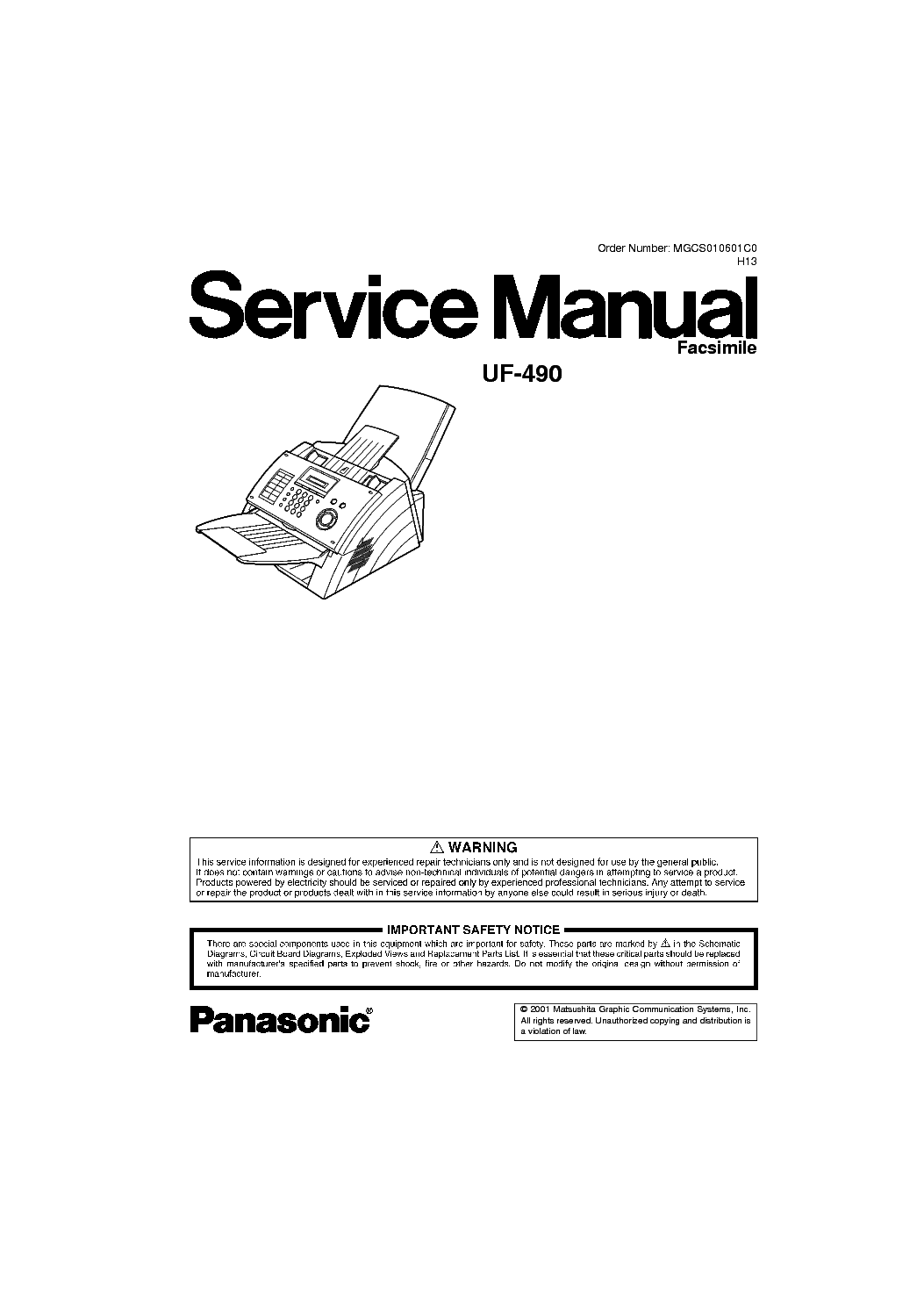 PANASONIC UF490 service manual